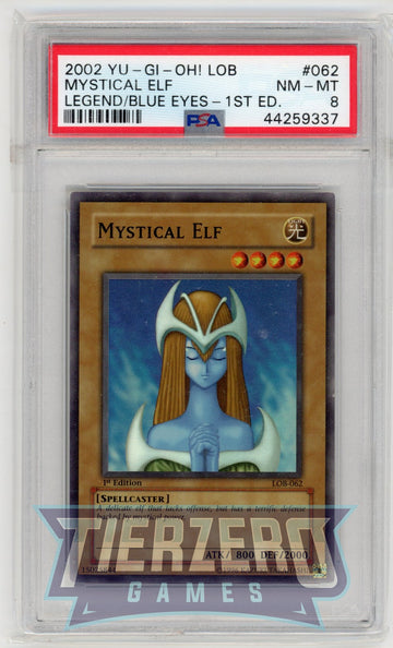 LOB-062 - Mystical Elf - Super Rare - The Legend of Blue Eyes White Dragon - 1st Edition - PSA 8