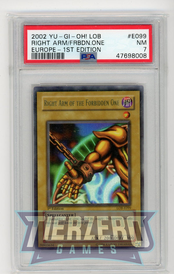 LOB-E099 - Right Arm of the Forbidden One - Ultra Rare - PSA 7 - 1st Edition