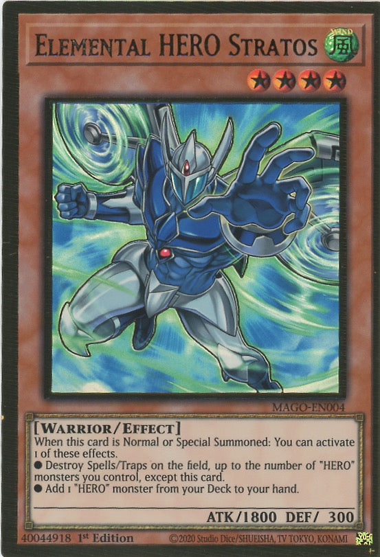 MAGO-EN004 - Elemental HERO Stratos (alternate art) - Premium Gold Rare - Effect Monster - Maximum Gold