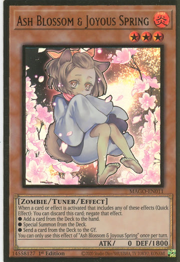 MAGO-EN011 - Ash Blossom & Joyous Spring (Alternate Art) - Premium Gold Rare - Maximum Gold