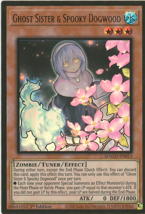 MAGO-EN013 - Ghost Sister & Spooky Dogwood (alternate art) - Premium Gold Rare - Effect Tuner monster - Maximum Gold