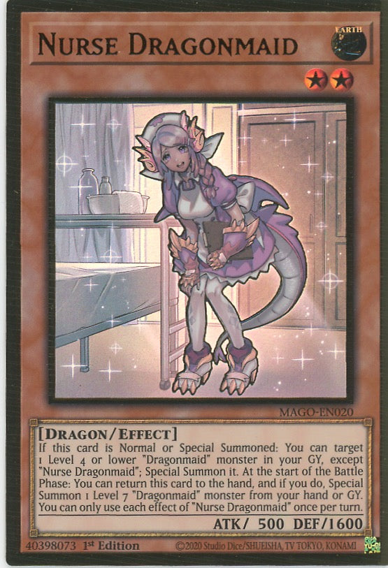 MAGO-EN020 - Nurse Dragonmaid - Premium Gold Rare - Effect Monster - Maximum Gold