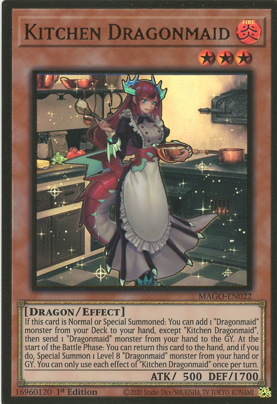 MAGO-EN022 - Kitchen Dragonmaid - Premium Gold Rare - Effect Monster - Maximum Gold