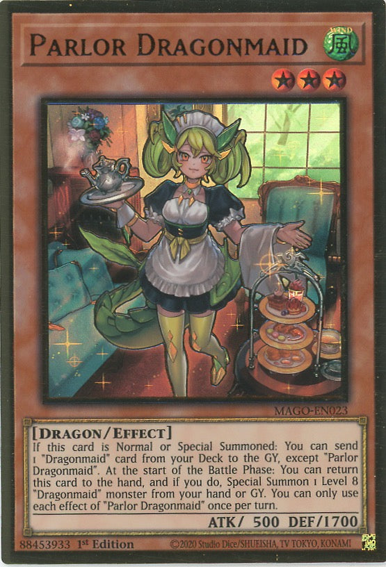 MAGO-EN023 - Parlor Dragonmaid - Premium Gold Rare - Effect Monster - Maximum Gold