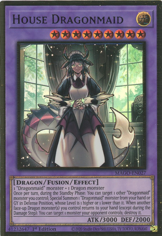 MAGO-EN027 - House Dragonmaid - Premium Gold Rare - Effect Fusion Monster - Maximum Gold