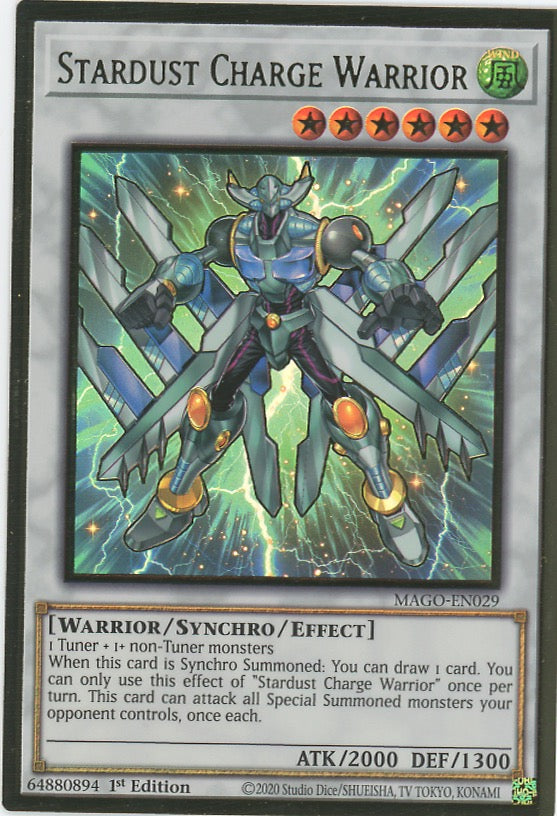 MAGO-EN029 - Stardust Charge Warrior - Premium Gold Rare - Effect Synchro Monster - Maximum Gold
