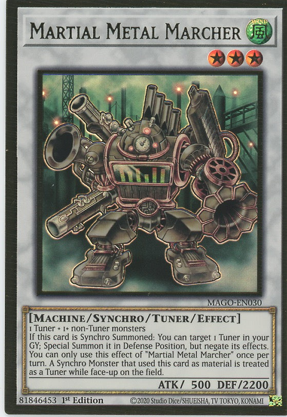 MAGO-EN030 - Martial Metal Marcher - Premium Gold Rare - Effect Tuner Synchro Monster - Maximum Gold