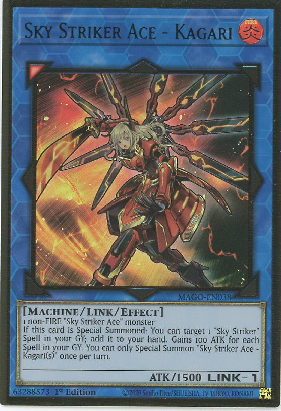 MAGO-EN038 - Sky Striker Ace - Kagari - Premium Gold Rare - Effect Link Monster - Maximum Gold