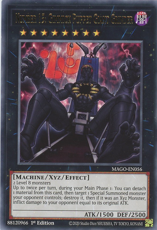 MAGO-EN056 - Number 15: Gimmick Puppet Giant Grinder - Gold Letter Rare - Effect Xyz Monster - Maximum Gold