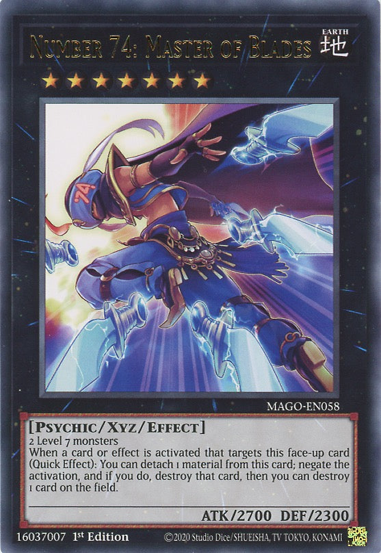 MAGO-EN058 - Number 74: Master of Blades - Gold Letter Rare - Effect Xyz Monster - Maximum Gold