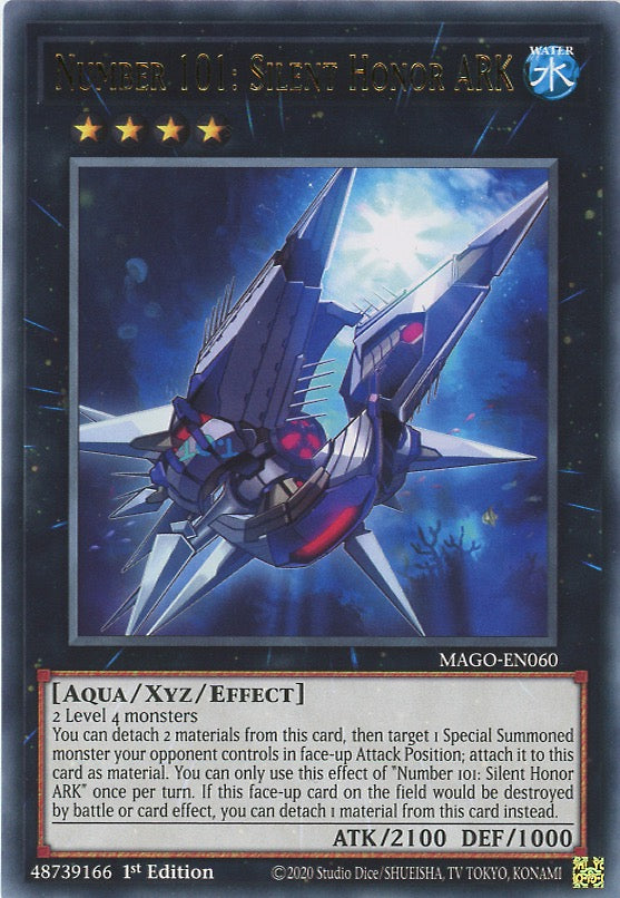 MAGO-EN060 - Number 101: Silent Honor ARK - Gold Letter Rare - Effect Xyz Monster - Maximum Gold