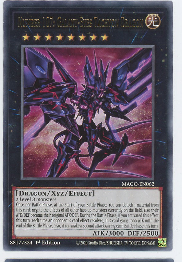 MAGO-EN062 - Number 107: Galaxy-Eyes Tachyon Dragon - Gold Letter Rare - Effect Xyz Monster - Maximum Gold