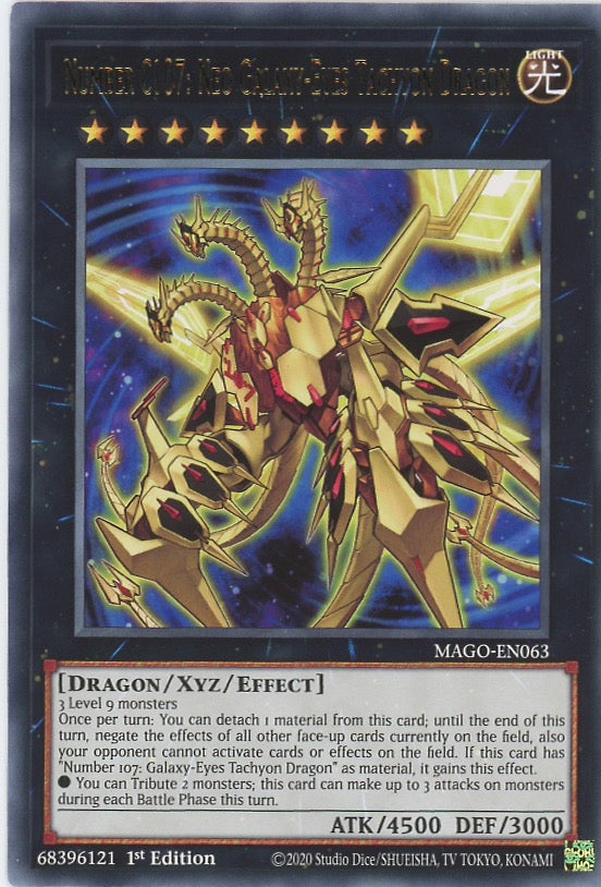 MAGO-EN063 - Number C107: Neo Galaxy-Eyes Tachyon Dragon - Gold Letter Rare - Effect Xyz Monster - Maximum Gold