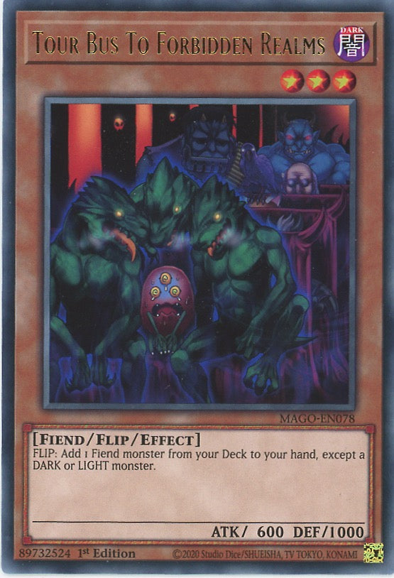 MAGO-EN078 - Tour Bus To Forbidden Realms - Gold Letter Rare - Flip monster - Maximum Gold