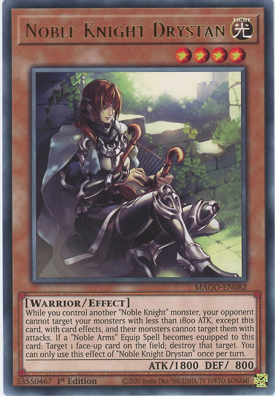 MAGO-EN082 - Noble Knight Drystan - Gold Letter Rare - Effect Monster - Maximum Gold