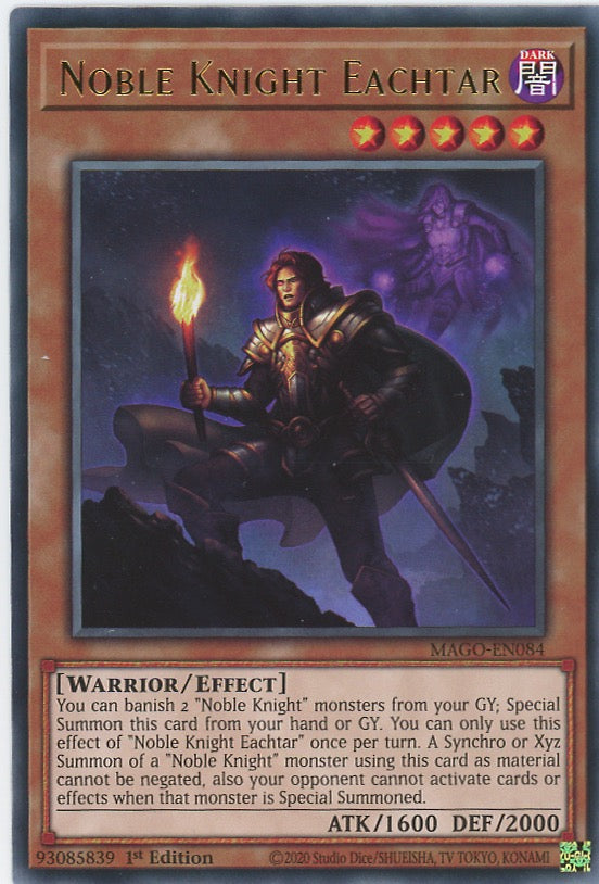 MAGO-EN084 - Noble Knight Eachtar - Gold Letter Rare - Effect Monster - Maximum Gold