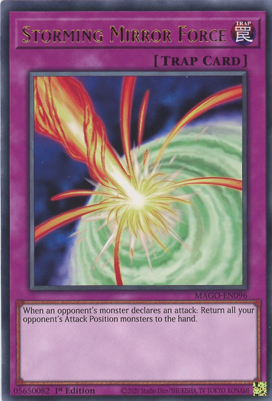 MAGO-EN096 - Storming Mirror Force - Gold Letter Rare - Normal Trap - Maximum Gold