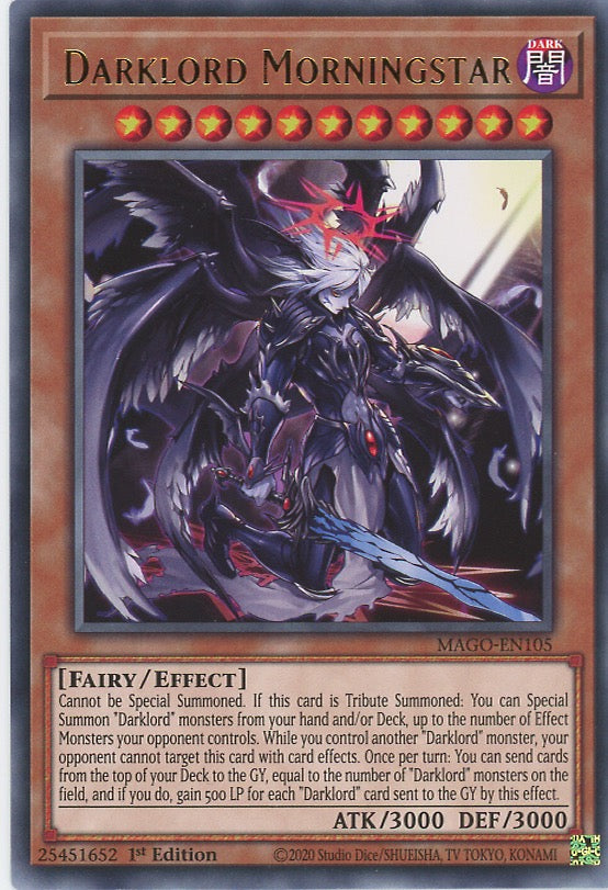 MAGO-EN105 - Darklord Morningstar - Gold Letter Rare - Effect Monster - Maximum Gold