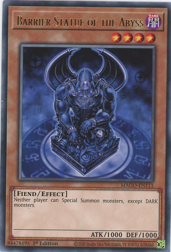 MAGO-EN111 - Barrier Statue of the Abyss - Gold Letter Rare - Effect Monster - Maximum Gold