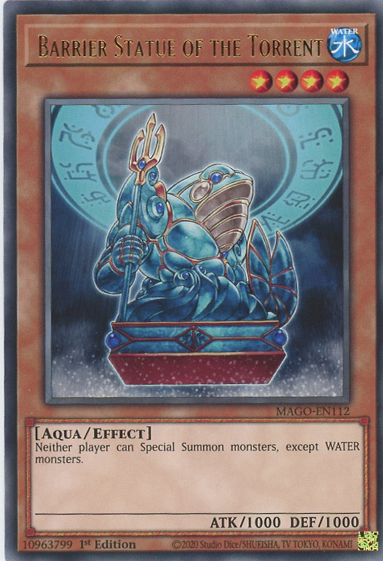 MAGO-EN112 - Barrier Statue of the Torrent - Gold Letter Rare - Effect Monster - Maximum Gold