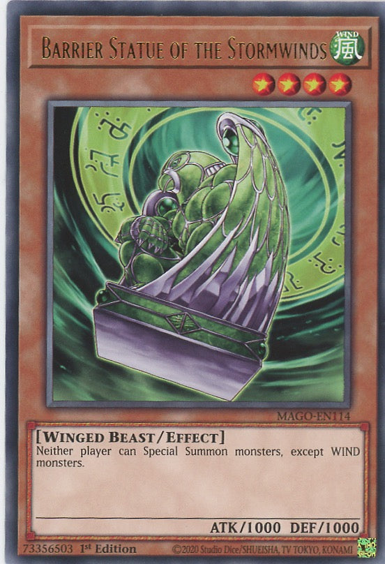 MAGO-EN114 - Barrier Statue of the Stormwinds - Gold Letter Rare - Effect Monster - Maximum Gold