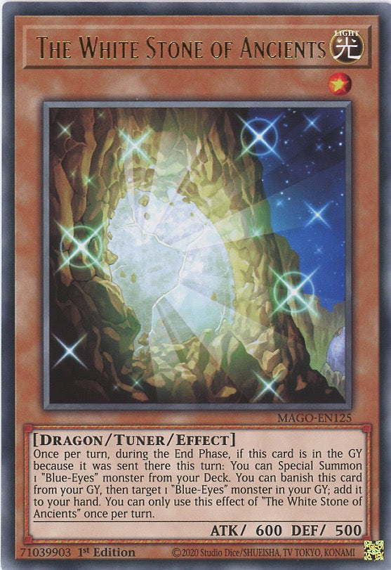 MAGO-EN125 - The White Stone of Ancients - Gold Letter Rare - Effect Tuner monster - Maximum Gold