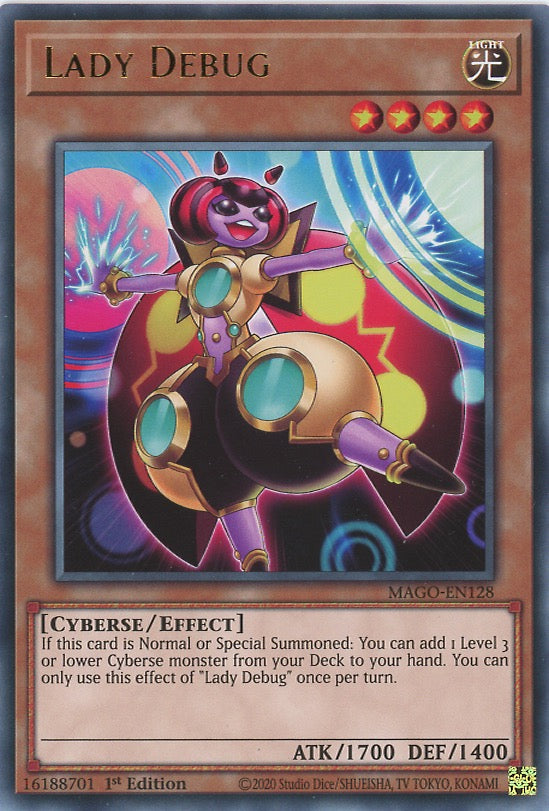 MAGO-EN128 - Lady Debug - Gold Letter Rare - Effect Monster - Maximum Gold