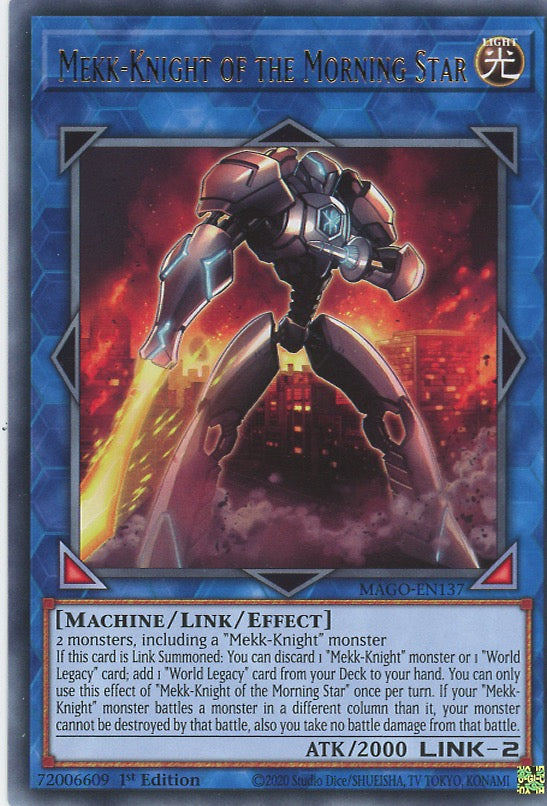 MAGO-EN137 - Mekk-Knight of the Morning Star - Gold Letter Rare - Effect Link Monster - Maximum Gold