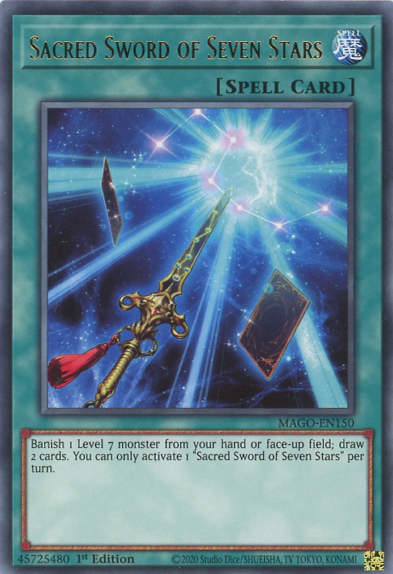 MAGO-EN150 - Sacred Sword of Seven Stars - Gold Letter Rare - Normal Spell - Maximum Gold