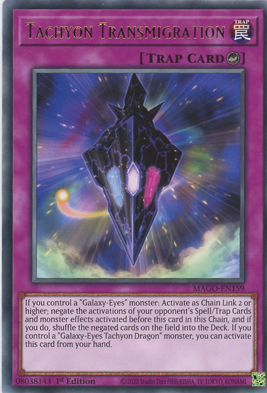 MAGO-EN159 - Tachyon Transmigration - Gold Letter Rare - Counter Trap - Maximum Gold