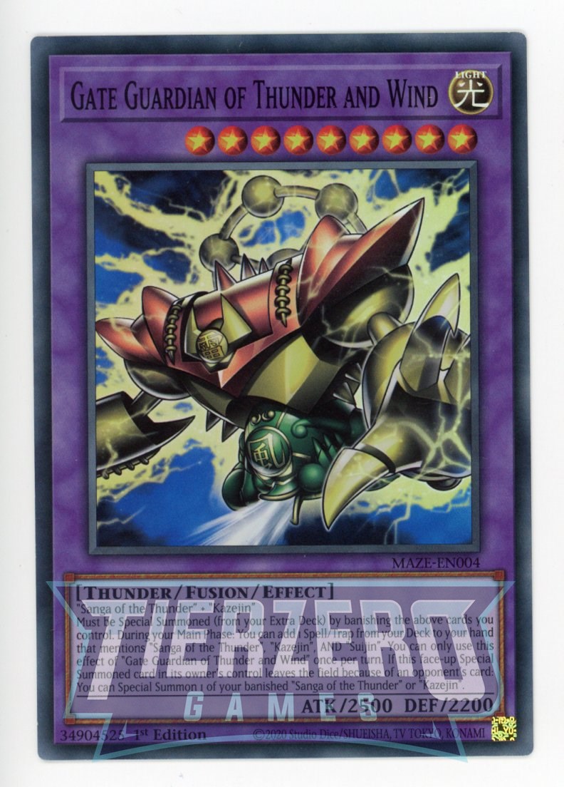 MAZE-EN004 - Gate Guardian of Thunder and Wind - Super Rare - Effect Fusion Monster - Maze of Memories