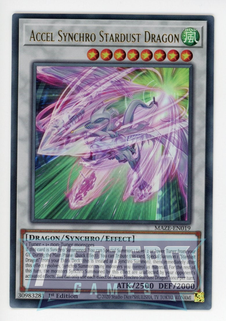 MAZE-EN019 - Accel Synchro Stardust Dragon - Ultra Rare - Effect Synchro Monster - Maze of Memories