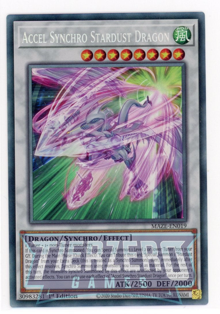 MAZE-EN019 - Accel Synchro Stardust Dragon - Collectors Rare - Effect Synchro Monster - Maze of Memories