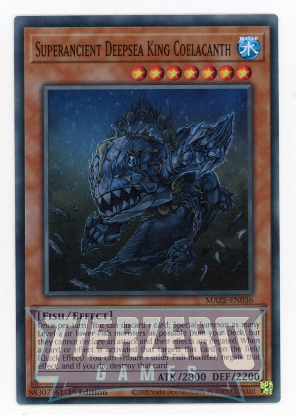 MAZE-EN036 - Superancient Deepsea King Coelacanth - Super Rare - Effect Monster - Maze of Memories