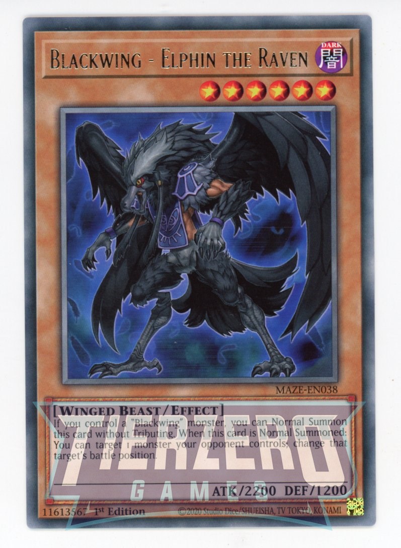 MAZE-EN038 - Blackwing - Elphin the Raven - Rare - Effect Monster - Maze of Memories