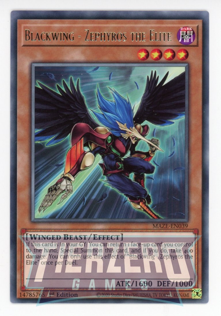 MAZE-EN039 - Blackwing - Zephyros the Elite - Rare - Effect Monster - Maze of Memories