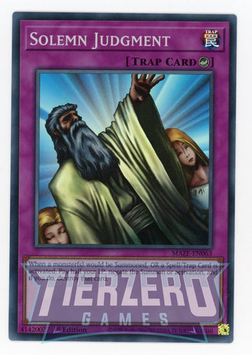 MAZE-EN063 - Solemn Judgment - Super Rare - Maze of Memories