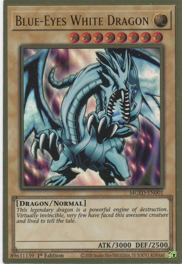 MGED-EN001 - Blue-Eyes White Dragon (alternate art) - Premium Gold Rare - Normal Monster - Maximum Gold El Dorado