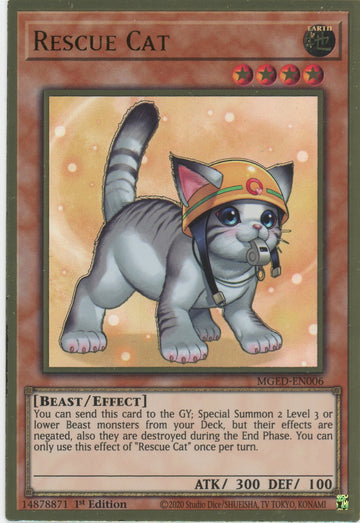 MGED-EN006 - Rescue Cat (Alternate Art) - Premium Gold Rare - Maximum Gold: El Dorado