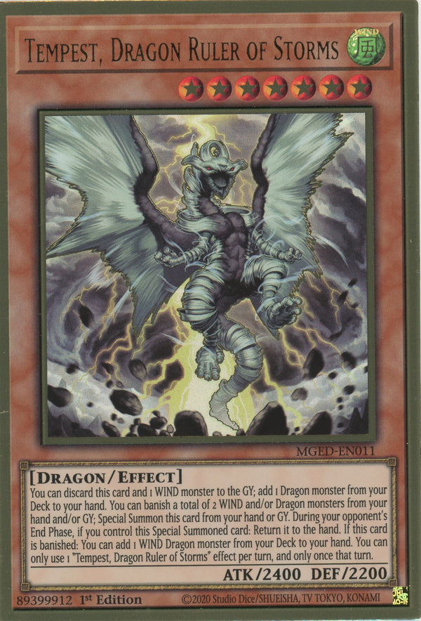 MGED-EN011 - Tempest, Dragon Ruler of Storms - Premium Gold Rare - Effect Monster - Maximum Gold El Dorado