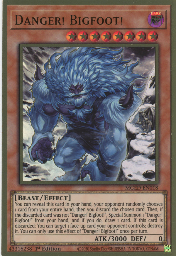 MGED-EN018 - Danger! Bigfoot! (alternate art) - Premium Gold Rare - Effect Monster - Maximum Gold El Dorado