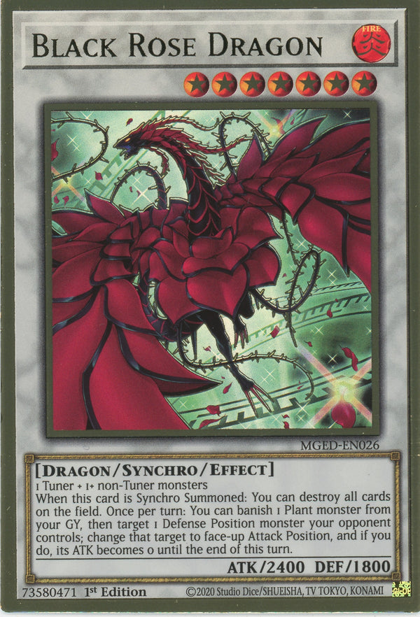MGED-EN026 - Black Rose Dragon (alternate art) - Premium Gold Rare - Effect Synchro Monster - Maximum Gold El Dorado