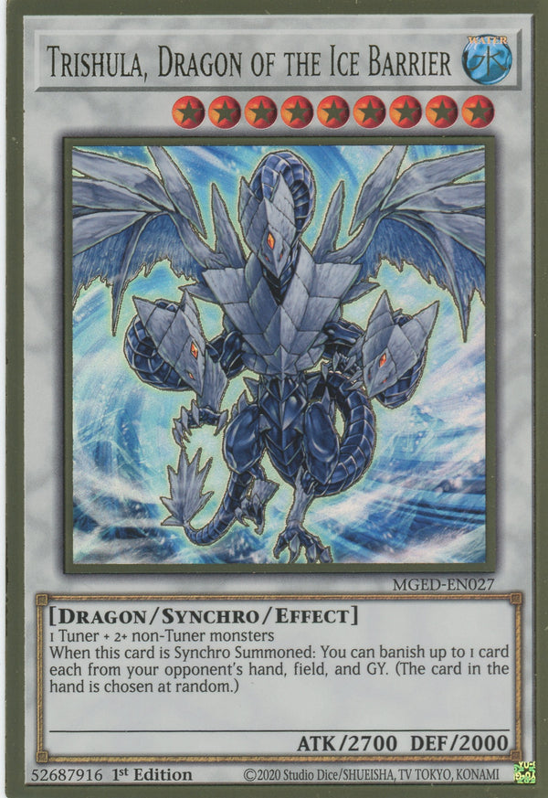 MGED-EN027 - Trishula, Dragon of the Ice Barrier - Premium Gold Rare - Effect Synchro Monster - Maximum Gold El Dorado
