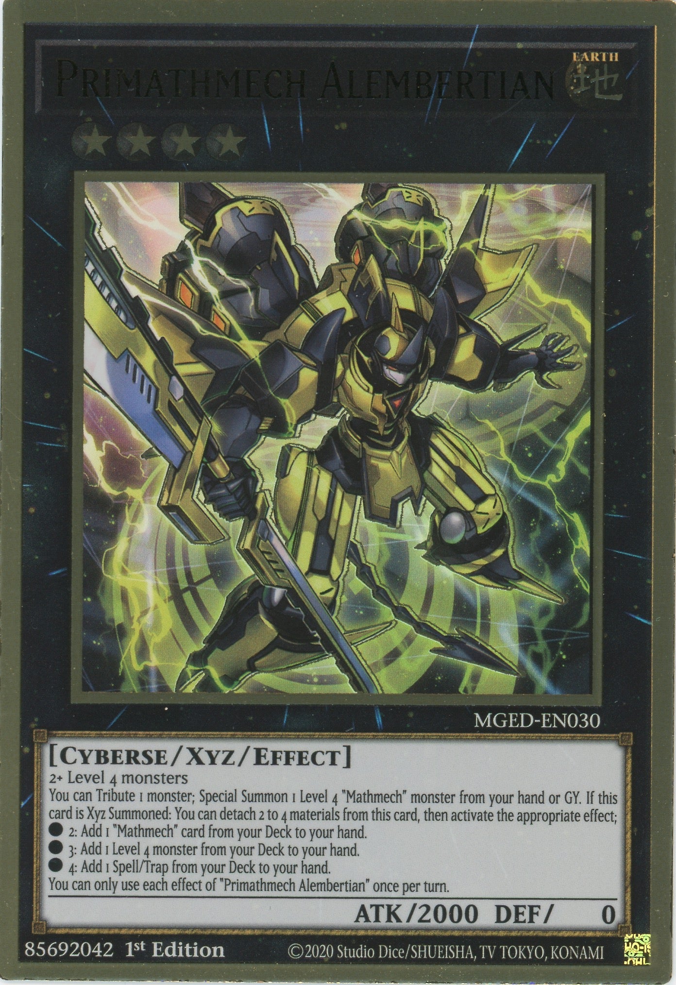 MGED-EN030 - Primathmech Alembertian - Premium Gold Rare - Effect Xyz Monster - Maximum Gold El Dorado