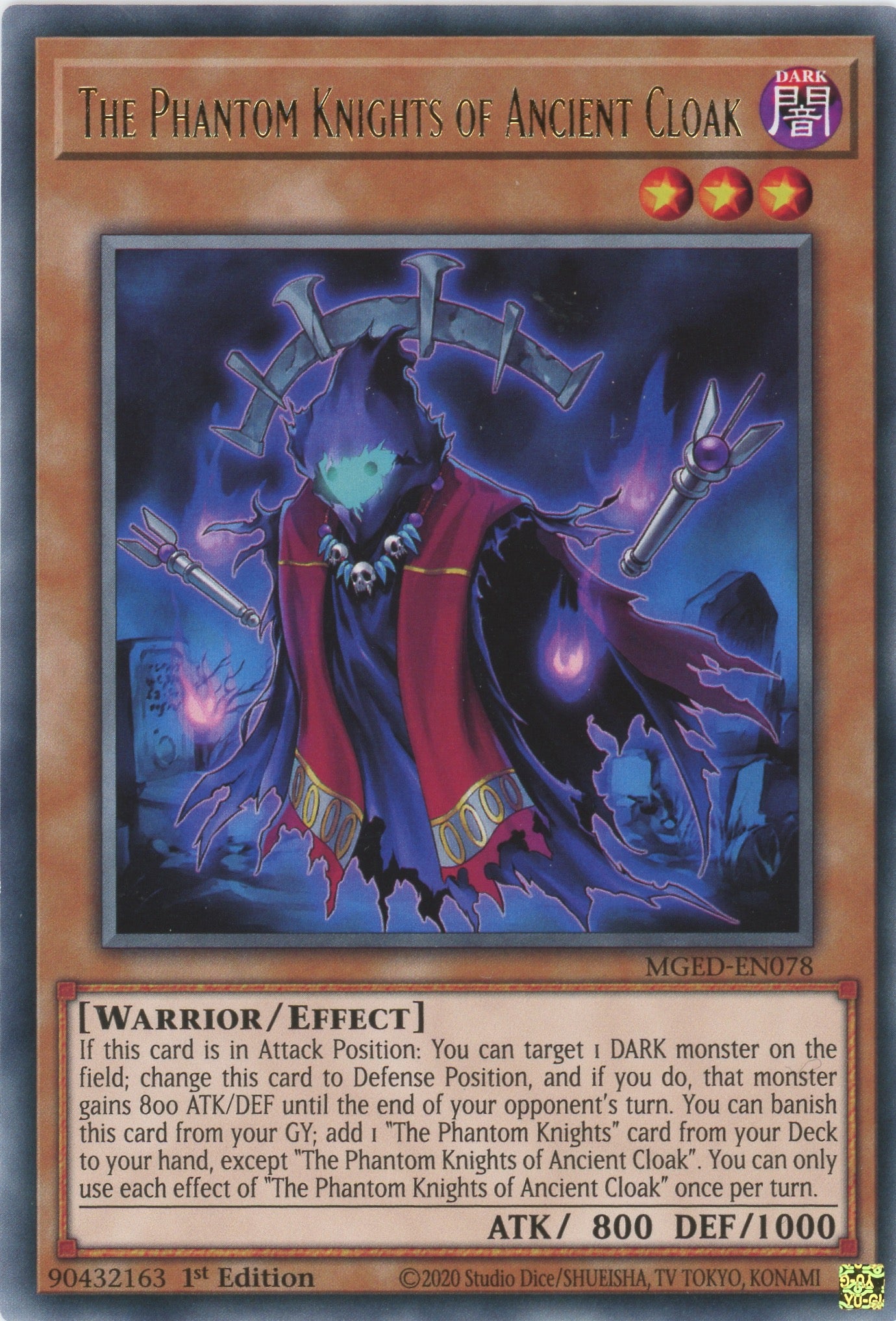 MGED-EN078 - The Phantom Knights of Ancient Cloak - Rare - Effect Monster - Maximum Gold El Dorado