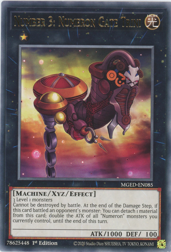 MGED-EN085 - Number 3: Numeron Gate Trini - Rare - Effect Xyz Monster - Maximum Gold El Dorado
