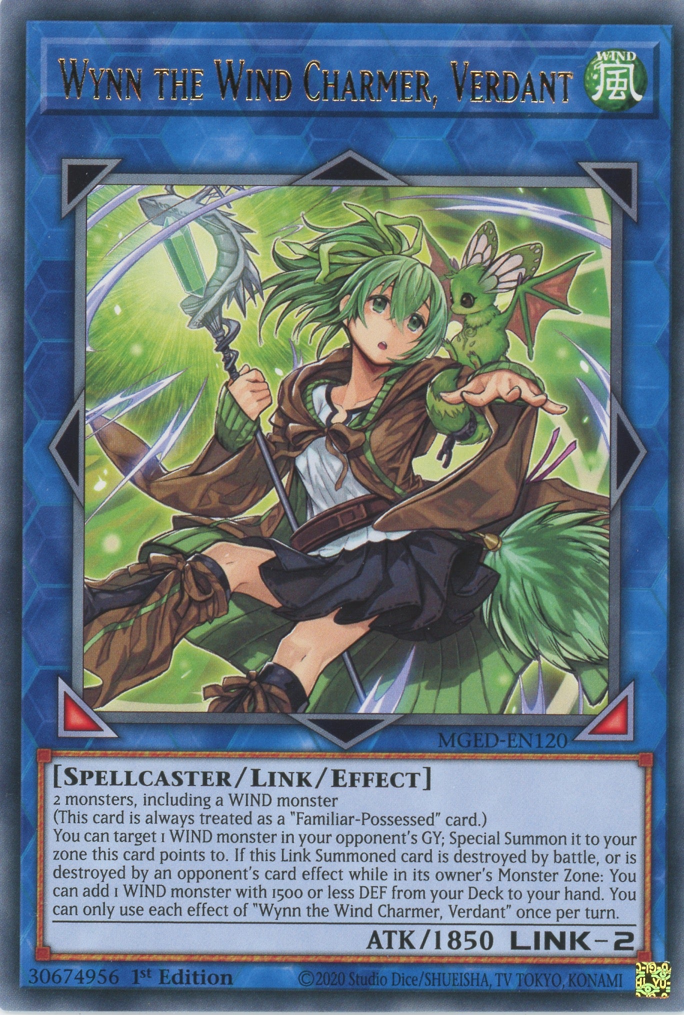 MGED-EN120 - Wynn the Wind Charmer, Verdant - Rare - Effect Link Monster - Maximum Gold El Dorado