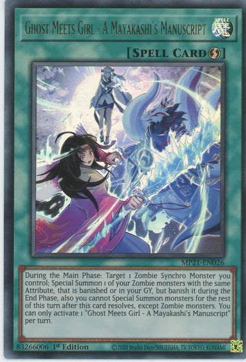 MP21-EN026 - Ghost Meets Girl - A Mayakashi's Manuscript - Ultra Rare - 2021 Tin of Ancient Battles