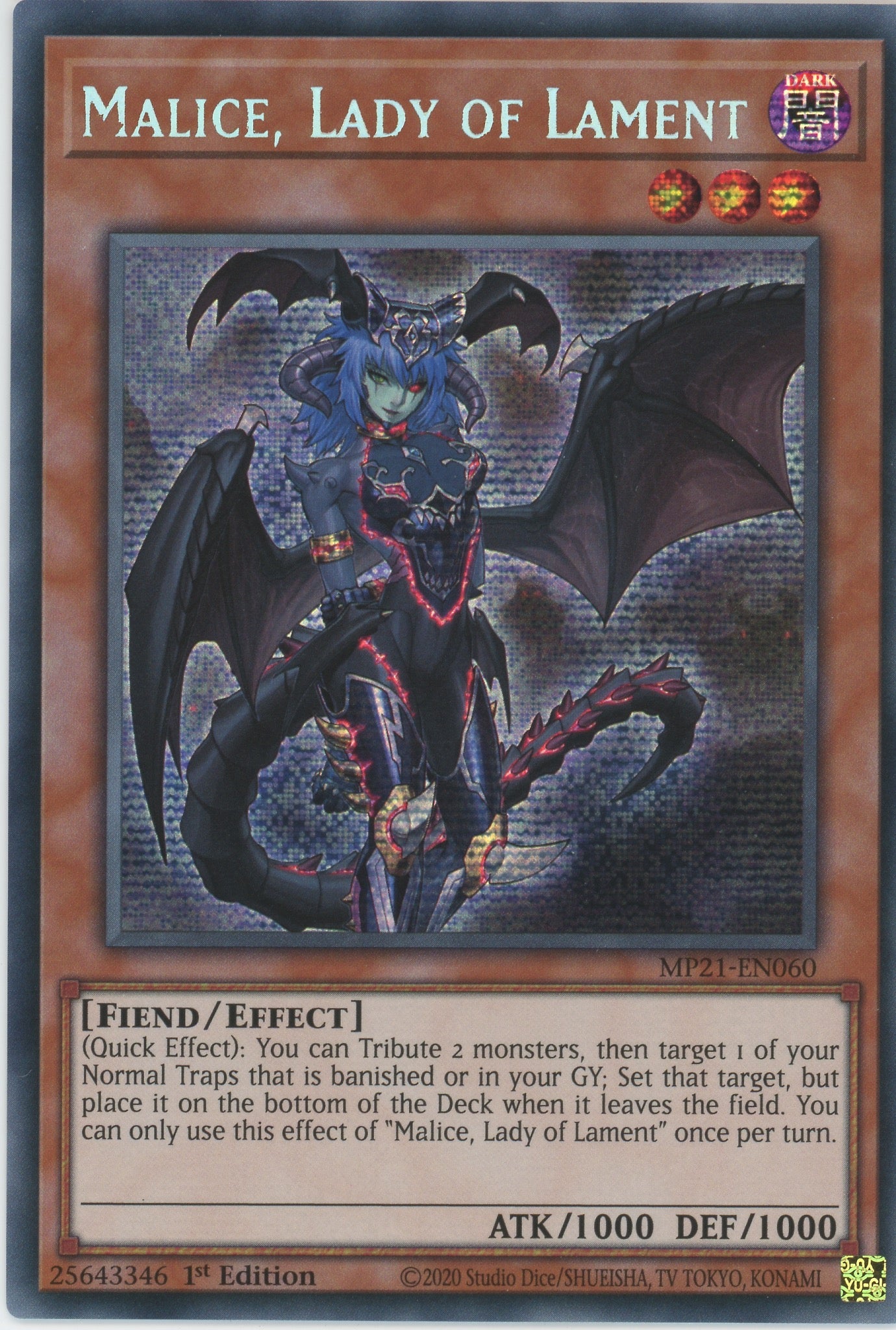 MP21-EN060 - Malice, Lady of Lament - Prismatic Secret Rare - Effect Monster - Mega Pack 2021