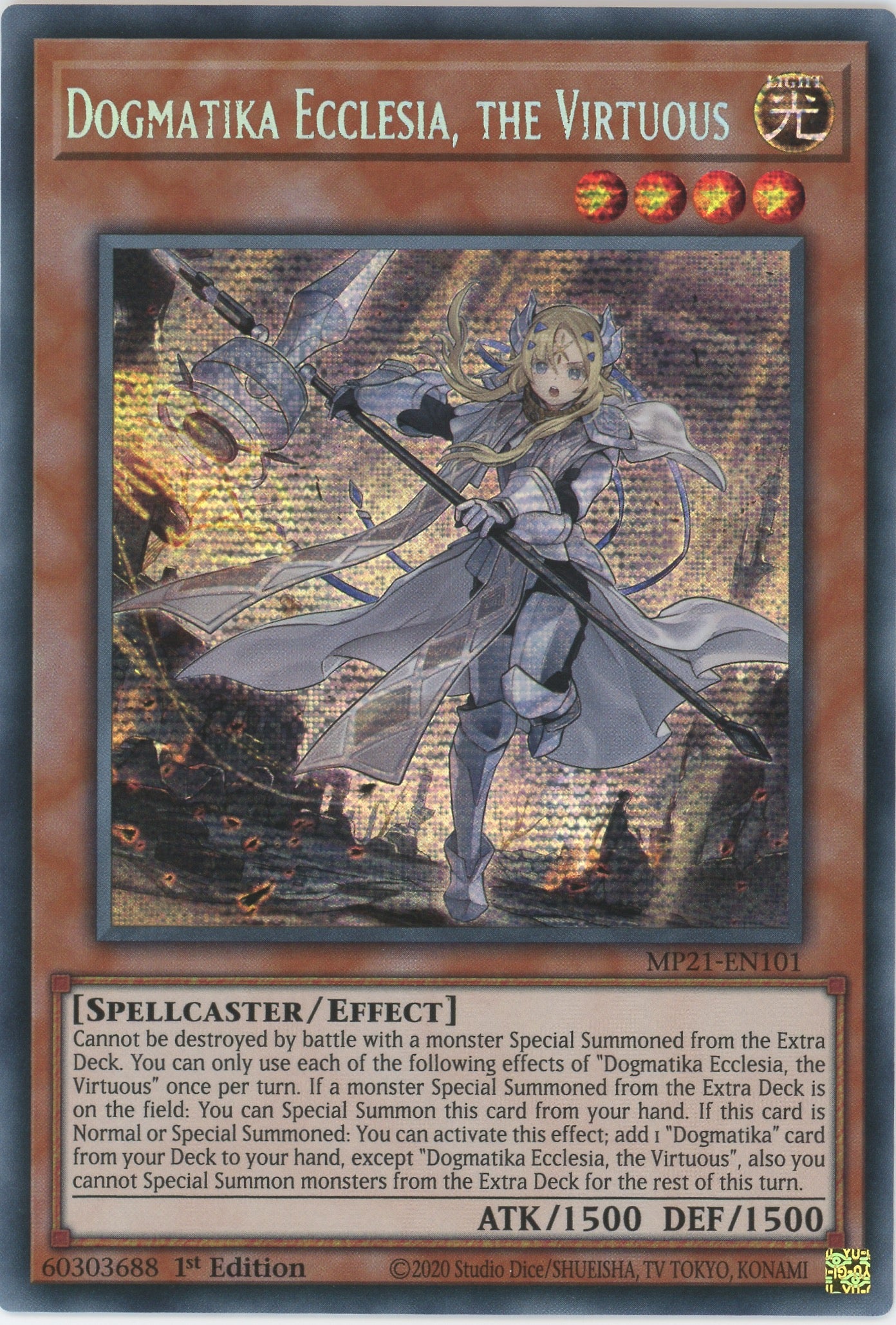 MP21-EN101 - Dogmatika Ecclesia, the Virtuous - Prismatic Secret Rare - Effect Monster - Mega Pack 2021